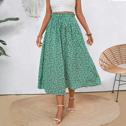 Women's Skirts High Elastic Waisted Casual Floral Midi Skirts with Pockets