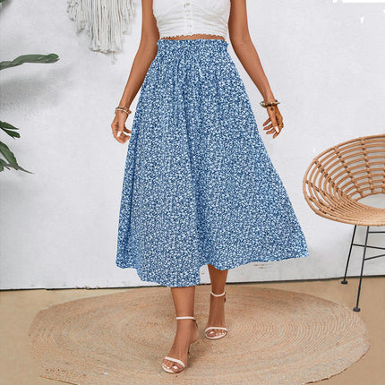 Women's Skirts High Elastic Waisted Casual Floral Midi Skirts with Pockets