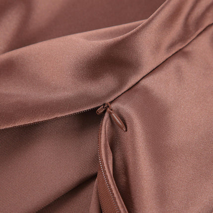 Women's Satin High Waist Maxi Skirt Flared Casual A Line Long Skirt