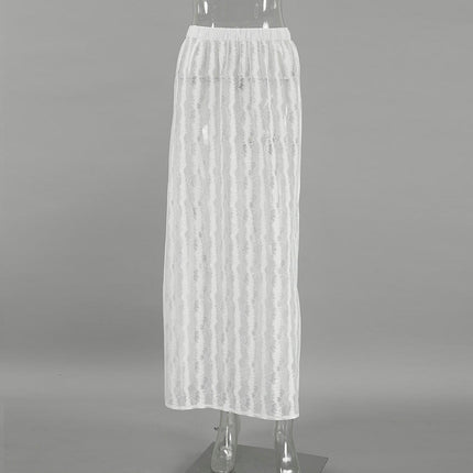 Womens Sheer Lace Maxi Skirt Summer Casual See Through Long Skirts