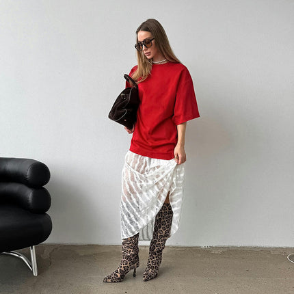 Womens Sheer Lace Maxi Skirt Summer Casual See Through Long Skirts