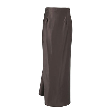 Women's Summer Fall Skirt Elegant High Waist Cocktail Party Wedding Mermaid Satin Maxi Skirts