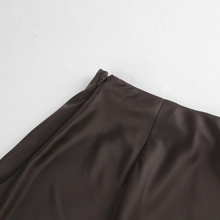 Women's Summer Fall Skirt Elegant High Waist Cocktail Party Wedding Mermaid Satin Maxi Skirts