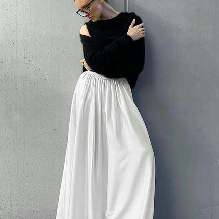 Womens Summer Boho Elastic High Waist Long Skirts A Line Maxi Skirt