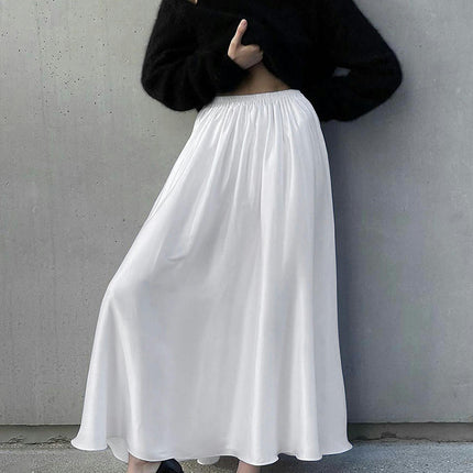 Womens Summer Boho Elastic High Waist Long Skirts A Line Maxi Skirt