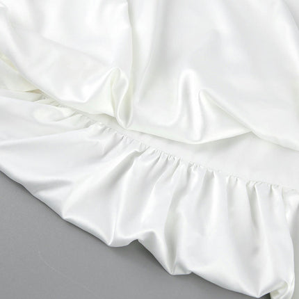 Women Bubble Maxi Skirt Satin High Waist Flowy A Line Ruffle Balloon Skirt