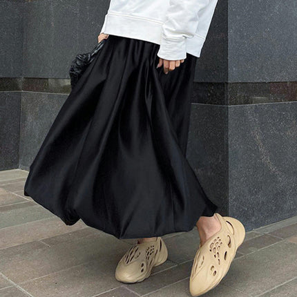 Women's Bubble Skirt High Waist A-Line Ruffle Flowy Balloon Long Skirts