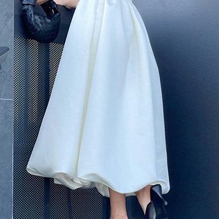 Women's Bubble Skirt High Waist A-Line Ruffle Flowy Balloon Long Skirts