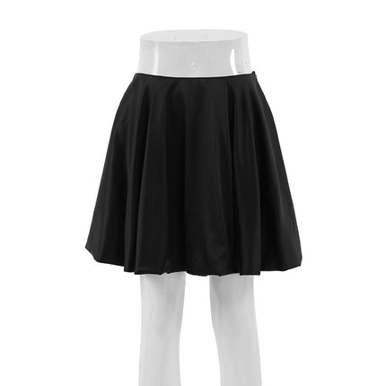 Women Bubble Skirt High Waist Ruffle Mini Skirts Pleated Balloon Short Skirts