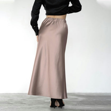 Women's Spring Summer Satin High Waist Maxi Skirt Flowy A Line Long Skirts