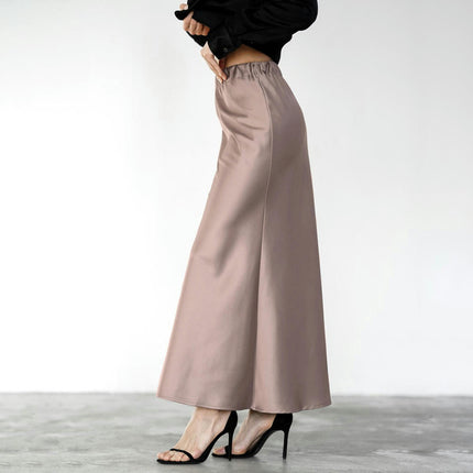 Women's Spring Summer Satin High Waist Maxi Skirt Flowy A Line Long Skirts