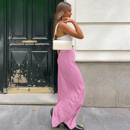 Maxi Waist Skirts for Women Solid Bodycon Casual Slit Long Pencil Skirt
