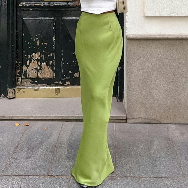 Maxi Waist Skirts for Women Solid Bodycon Casual Slit Long Pencil Skirt
