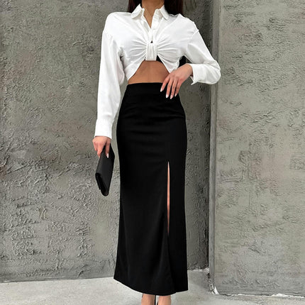 Women's Bodycon Maxi Skirt High Waisted Side Slit Pencil Long Skirts