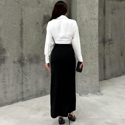 Women's Bodycon Maxi Skirt High Waisted Side Slit Pencil Long Skirts