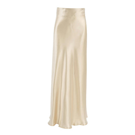 Women's Satin Maxi Skirt High Waisted A-Line Casual Party Long Skirts