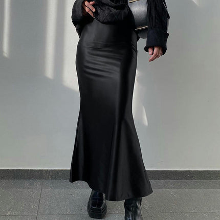 Women's Satin High Waist Maxi Skirt Elegant A Line Bodycon Mermaid Long Skirt
