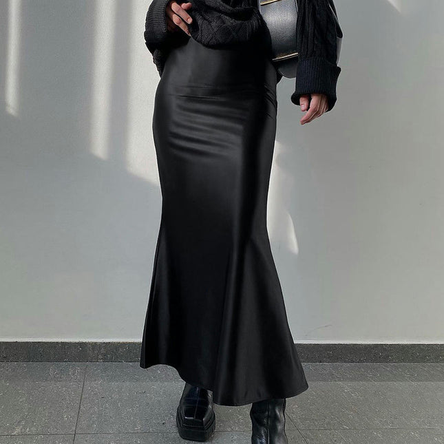 Women's Satin High Waist Maxi Skirt Elegant A Line Bodycon Mermaid Long Skirt