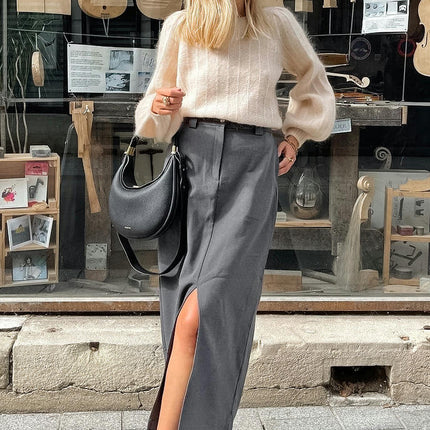 Women's High Waist Split Long Skirt Casual Bodycon Pencil Maxi Skirt