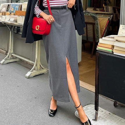 Women's High Waist Split Long Skirt Casual Bodycon Pencil Maxi Skirt