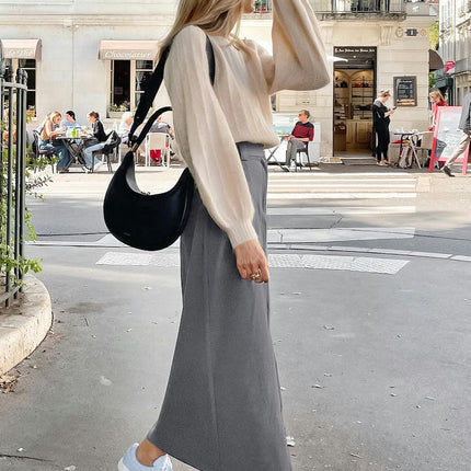 Women's High Waist Split Long Skirt Casual Bodycon Pencil Maxi Skirt