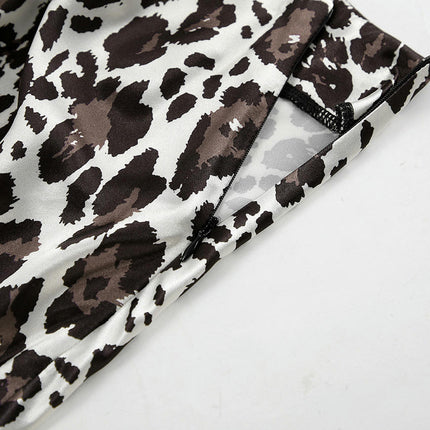 Women's Leopard Print Maxi Skirts High Waist Elegant Casual A-Line Long Skirt