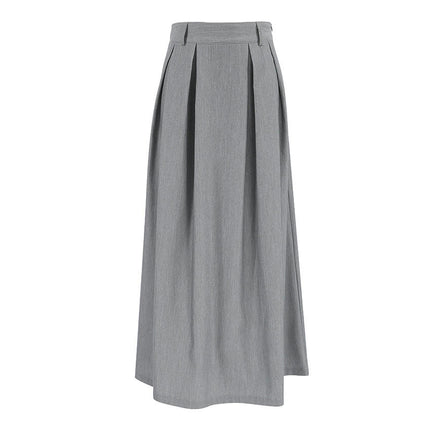 Women's High Waisted Casual Maxi Skirt A-Line Flowy Pleated Long Skirt