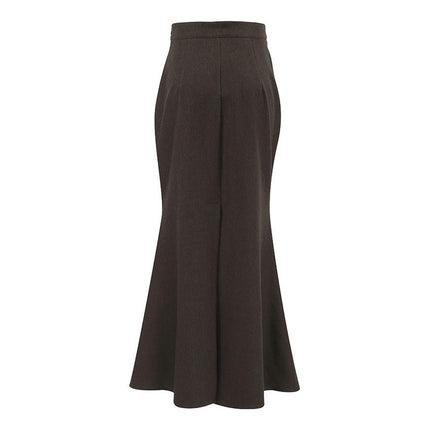 Women's High Waist Maxi Skirt Ruffled Fishtail Bodycon Long Skirt