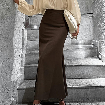 Women's High Waist Maxi Skirt Ruffled Fishtail Bodycon Long Skirt