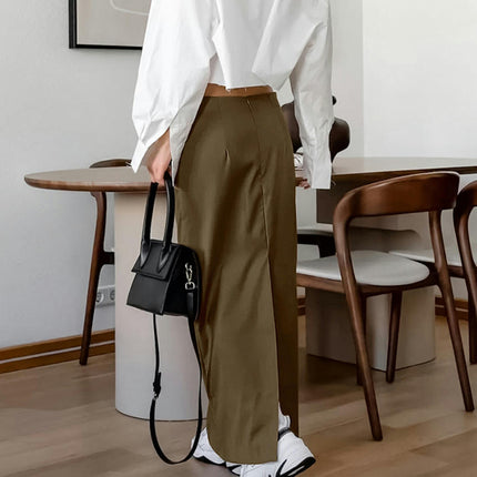 Women's High Waist Pencil Skirts Casual Bodycon Maxi Skirt with Back Slit