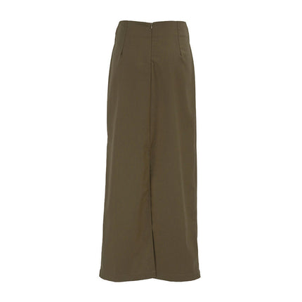 Women's High Waist Pencil Skirts Casual Bodycon Maxi Skirt with Back Slit