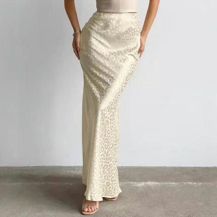 Women's Spring Summer Satin High Waist Ruffle A Line Long Maxi Skirt Tulip Hem Skirts