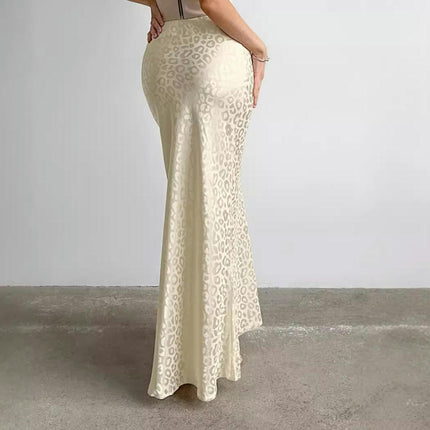 Women's Spring Summer Satin High Waist Ruffle A Line Long Maxi Skirt Tulip Hem Skirts