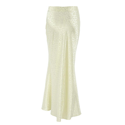 Women's Spring Summer Satin High Waist Ruffle A Line Long Maxi Skirt Tulip Hem Skirts