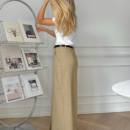 Women's High Waist Long Skirts Bodycon Slit Casual Maxi Skirt