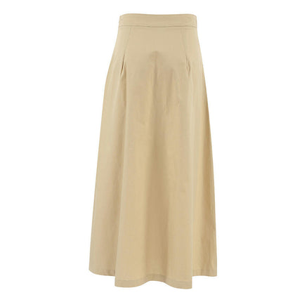 Women's Cotton High Waist Skirts Flared A Line Swing Midi Skirt