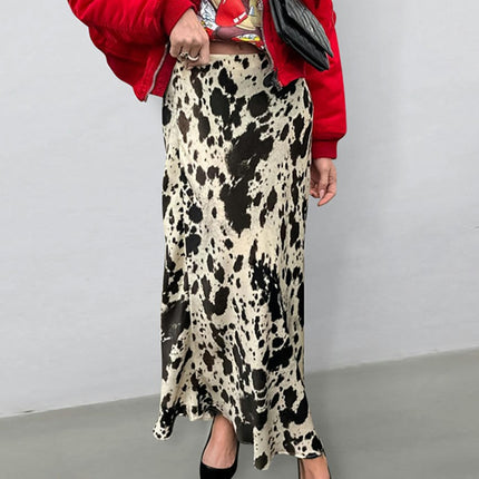 Women's Summer High Waist Print A Line Long Skirts Trendy Maxi Skirt