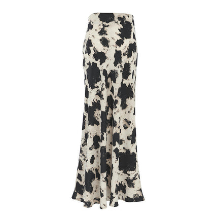 Women's Summer High Waist Print A Line Long Skirts Trendy Maxi Skirt