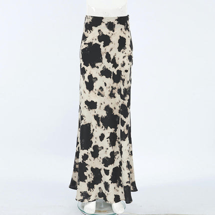 Women's Summer High Waist Print A Line Long Skirts Trendy Maxi Skirt