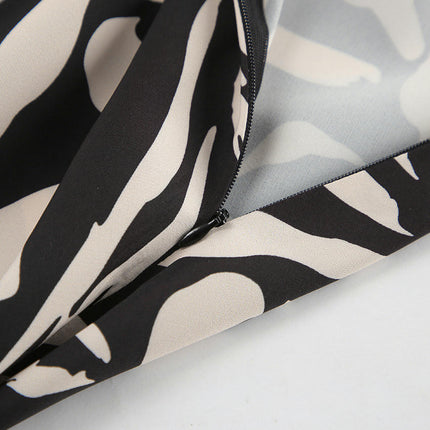Women Casual Maxi Skirt High Waist Animal Print A Line Long Skirts