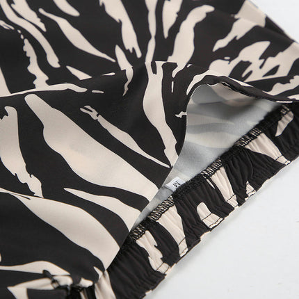 Women Casual Maxi Skirt High Waist Animal Print A Line Long Skirts