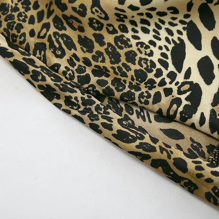 Women's Satin Maxi Skirts High Waisted Casual A-Line Leopard Print Long Skirt