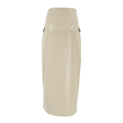 Womens Faux Leather Button Down Skirt High Waist Split Bodycon Pencil Long Skirt