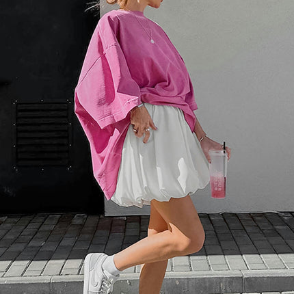 Women Cute Mini Bubble Skirts Pleated Ruffle Puffy A Line High Waist Balloon Skirts