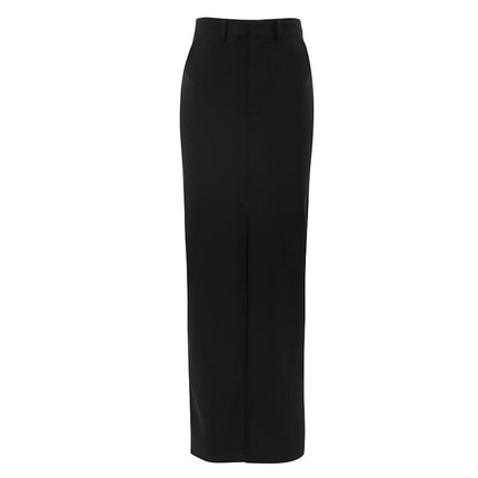 Women High Waisted Maxi Skirt Bodycon Casual Pocket Long Skirts with Slit