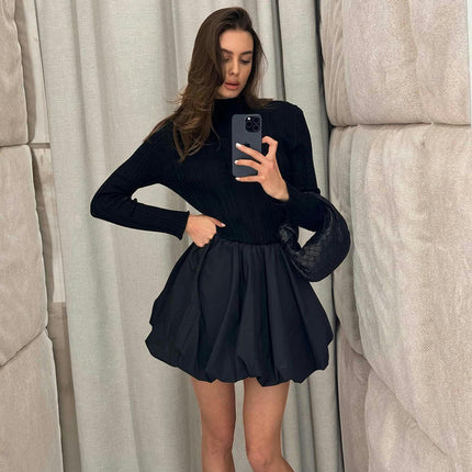 Mini Balloon Skirts for Women Summer Sexy A Line Bubble Ruffle High Waisted Pleated Skirt