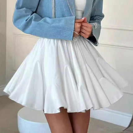 Flowy Ruffle Skirt for Women Casual Boho High Waist Pleated Mini Skirts