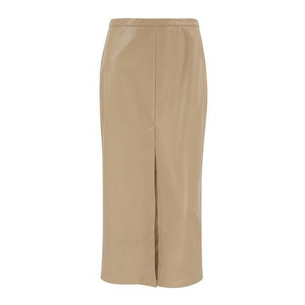 Women's Faux Leather Pencil Skirt High Waist Split Bodycon Midi Skirt