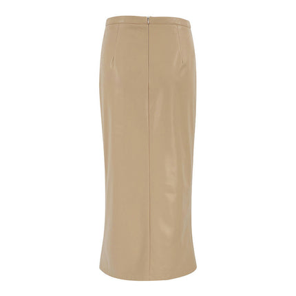 Women's Faux Leather Pencil Skirt High Waist Split Bodycon Midi Skirt
