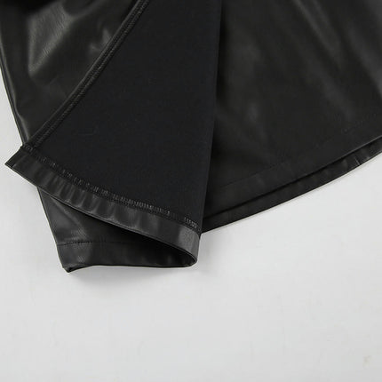 Women's Fuax Leather Short Skirts High Waist Button Bodycon Mini Skirt